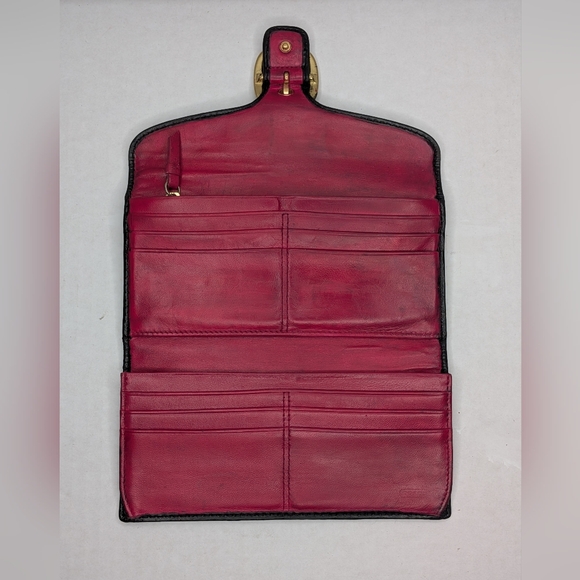 Vintage Coach Bleecker Black Signature Jacquard Canvas & Leather Buckle Wallet - Picture 6 of 14